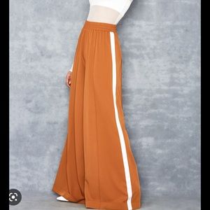 Mistress rocks gold wide leg trousers